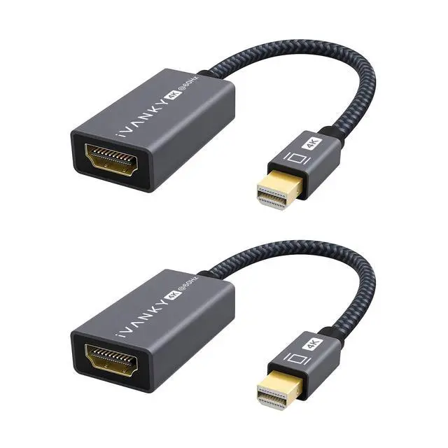 Alt view image 7 of 12 - 4K@60Hz Active Mini DisplayPort to HDMI Adapter 2Pack, Thunderbolt 1&2 to HDMI, Mini DP to HDMI Adapter for MacBook Air/Pro, Surface Pro/Dock/Book, Monitor, Projector-Grey