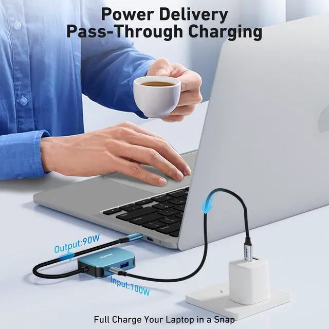 Alt view image 10 of 14 - USB C HUB 4-in-1, USB Type-C to HDMI VGA Adapter, USB C to USB Adapter, USB Type-C Power Delivery, Compatible with iPhone 15 Pro/Max, MacBook Pro/Air 2023, iPad Pro, iMac, S23, XPS 17