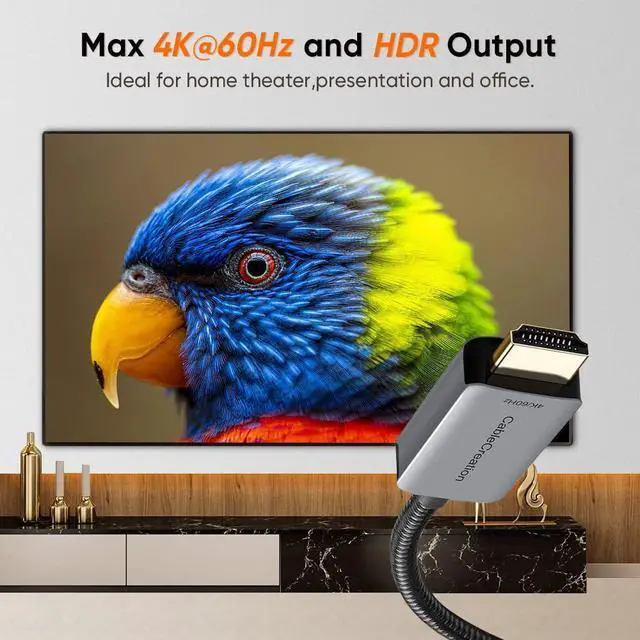 Alt view image 10 of 14 - Active DP to HDMI Cable HDR 4K@60Hz 2K@144Hz 1080P@144Hz, 8FT Unidirectional DisplayPort to HDMI Monitor Cable, DP 1.4 to HDMI 4K Braided, Support Eyefinity Multi-Display, Aluminum