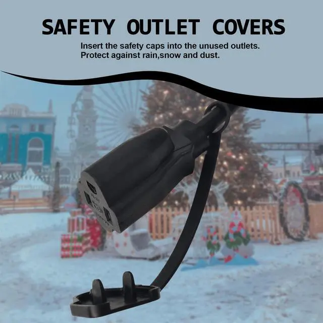 Alt view image 12 of 14 - Outdoor Extension Cord 1 to 3 Splitter, Max 6ft End to End (12FT Total), 3 Prong Outlets Plugs, 16/3 SJTW Weatherproof Wire for Christmas Landscape String Lights, Black