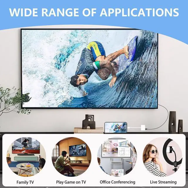 Alt view image 12 of 14 - USB C to HDMI for TV, 4K@60Hz Type C to HDMI Adapter with Charging Port, iPhone to Hdmi to USB C Adapter Compatible for iPhone 16/15 Series/iPad Pro/Galaxy/MacBook Pro to HDTV Projector