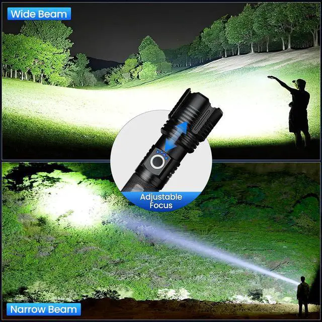 Alt view image 13 of 14 - 4 Pack Flashlight Rechargeable 99,000 High Lumens, Super Bright Rechargeable Flashlights for Home, Powerful LED Flash Light with 5 Light Modes, IPX7 Waterproof for Outdoor, Camping