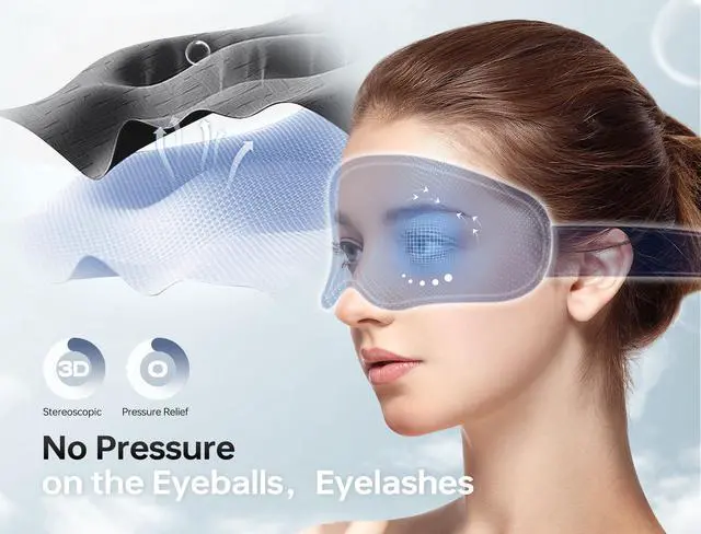 Alt view image 10 of 14 - Sleep Mask with Bluetooth Headphones, 3D Eye Mask for Sleep Headphones with White Noise, Total Blackout, 5.4 Bluetooth, Timer, 15 Hours for Women Men, Travel, Meditation, Nap, CPAP Users