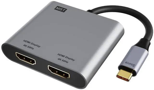 Alt view image 8 of 14 - USB C to Dual HDMI Adapter 4K@60Hz, 2-in-1 Dual Monitors Adapter USB C Hub with 2 HDMI Docking Station, USB C to HDMI Splitter for MacBook Air/Pro, Dell XPS, HP, etc