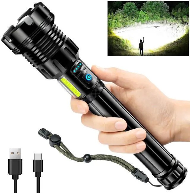 Alt view image 8 of 14 - 990000 High Lumens Flashlights Rechargeable with COB Work Light Super Bright LED Flashlight Zoomable&14 Modes &Waterproof Tactical Flashlight for Emergencies,Camping,Hiking,Outdoor,Indoor