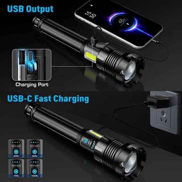 Alt view image 11 of 14 - 990000 High Lumens Flashlights Rechargeable with COB Work Light Super Bright LED Flashlight Zoomable&14 Modes &Waterproof Tactical Flashlight for Emergencies,Camping,Hiking,Outdoor,Indoor