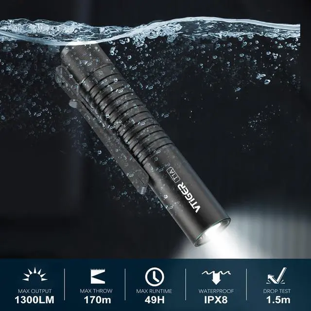 Alt view image 8 of 12 - T1A Mini Pocket EDC Flashlight with Clip,1300 Lumen Compact AA Rechargeable LED Little Flashlights, Super Bright Tail Switch Small Flash Light with Magnet for Camping,Hiking,Outdoor,Emergency