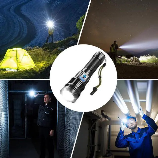 Alt view image 12 of 12 - Flashlights High Lumens Rechargeable, Super Bright Flashlight, Adjustable Tactical Flashlight, 5Mode Flash Light High Powered, Waterproof LED Flashlight for Camping, Hiking, Home, Emergencies