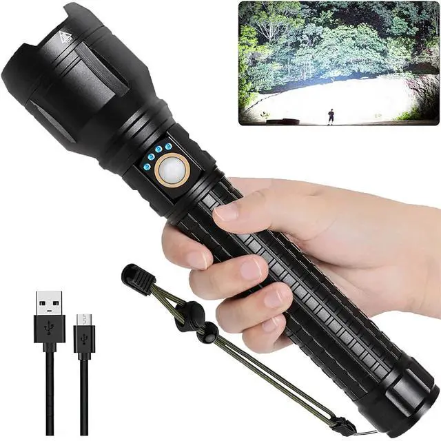 Alt view image 8 of 14 - Rechargeable Brightest LED Flashlight, 90,000 High Lumens Super Bright Powerful Flashlight with 5 Modes, IPX7 Waterproof Handheld Large Flash Light for Emergencies Camping