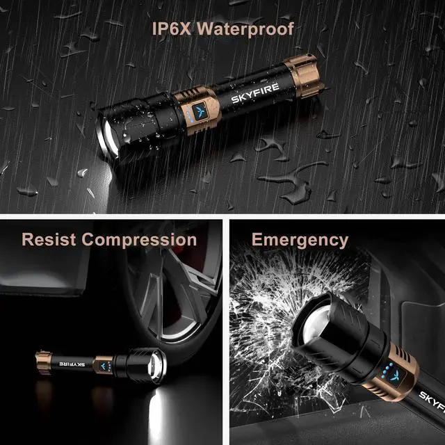 Alt view image 14 of 14 - LED Flashlights High Lumens with Ignition Lens,2000lm Super Bright Rechargeable Flashlight, Zoomable,Four Modes,Waterproof Tactical Flash Light for Camping Essentials,Outdoor and Home,Gift