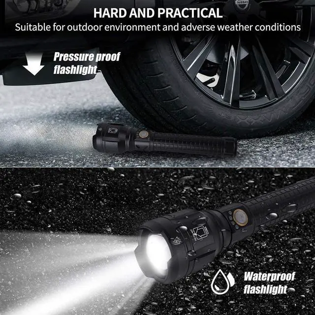 Alt view image 14 of 14 - Rechargeable Brightest LED Flashlight, 90,000 High Lumens Super Bright Powerful Flashlight with 5 Modes, IPX7 Waterproof Handheld Large Flash Light for Emergencies Camping
