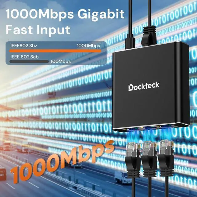 Alt view image 10 of 14 - Ethernet Splitter 1 to 3 1000Mbps, Internet Cable Splitter 1 in 3 Out High Speed Switch Network Gigabit for LAN RJ45 Port Router Switch Work with Cat5/5e/6/7/8 Cable