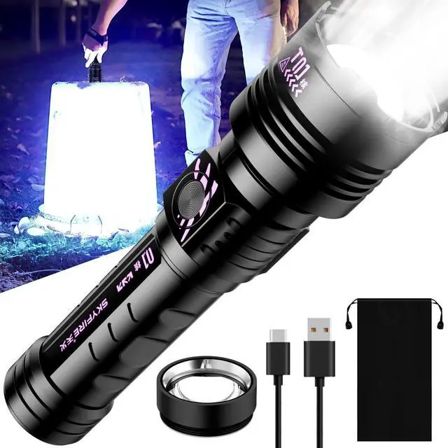 Alt view image 8 of 14 - Rechargeable Flashlights High Lumens: Super Bright LED Tactical Flashlight 3000lm Zoomable 5 Modes Waterproof 2*5000mAh Powerful Flash Light for Camping, Emergency, Gift (with Ignition Lens)