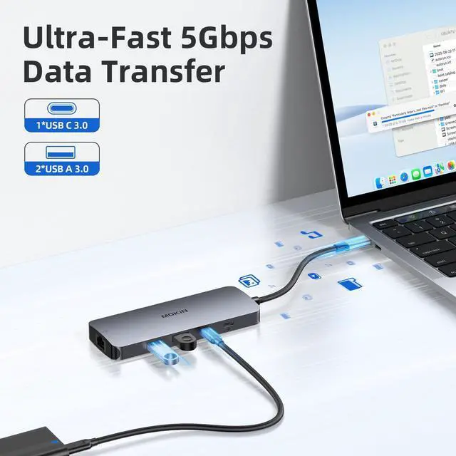 Alt view image 14 of 14 - USB C Docking Station 3 Monitors, USB C Docking Station with 2 HDMI, 4K DisplayPort, 1Gbps Ethernet, 100W PD Charging, 3 USB A/C 3.0, Multiport Adapter for Dell/HP/Lenovo/Surface