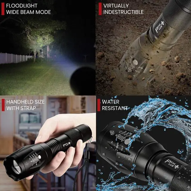 Alt view image 12 of 14 - Rechargeable Tactical Flashlight LFX1000 (Rechargeable Battery and Charger Included) - High Lumens LED, Super Bright, Zoomable, 5 Modes, Water Resistant - Best Camping, Emergency Flashlights