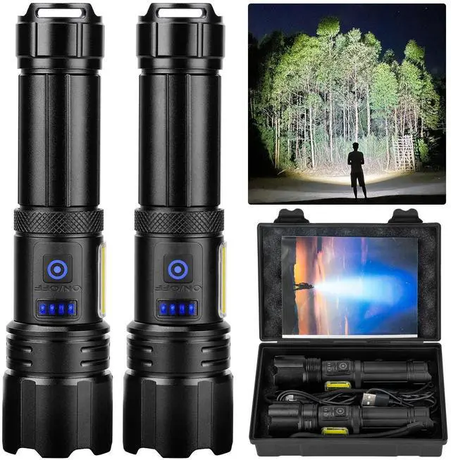 Alt view image 8 of 14 - Flashlight LED Rechargeable Flashlights High Lumens, 99,000 LM Super Bright Powerful Flashlight, High Powered Flash Lights Waterproof Handheld Flashlights for Home Camping Hiking(2 Pack)
