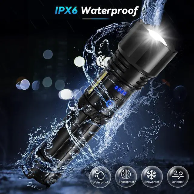 Alt view image 13 of 14 - Flashlight LED Rechargeable Flashlights High Lumens, 99,000 LM Super Bright Powerful Flashlight, High Powered Flash Lights Waterproof Handheld Flashlights for Home Camping Hiking(2 Pack)