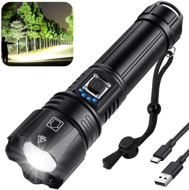 Alt view image 8 of 14 - Rechargeable Flashlights High Lumens, 99,000 Lumen Brightest Led Flashlight with 5 Modes & 15H Long Runtime, Powerful Waterproof Handheld Flash Light, Super Bright Flashlight for Home, Camping