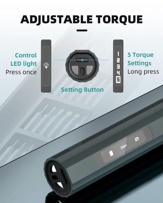 Alt view image 9 of 14 - Mini Electric Screwdriver with Display, Precision Electric Screwdriver with 5 Torque Settings, 48pcs S2 Magnetic Bits, LED Light,Electric Screwdriver Cordless for Electronics Phone Camera Laptop Watch