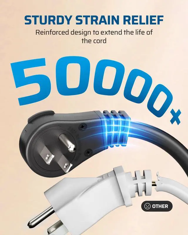 Alt view image 12 of 14 - 360° Rotating Flat Plug Extension Cord 3FT, 16/3 Gauge 3 Prong Grounded Power Cord, 125V/13A/1625W, Space-Saving Size for Indoor Narrow Space, ETL Certified, 2 Pack, Black
