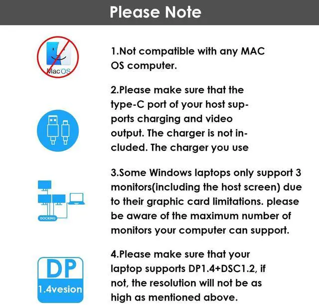 Alt view image 12 of 14 - Laptop Docking Station, Triple 4K Docking Station with Dual HDMI, DP, 100W PD in, 3 USB-A2.0 for Wireless Device, Compatible with Dell/HP/Lenovo etc, Windows Systerm Computer Only