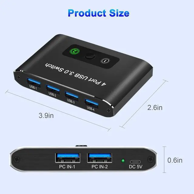Alt view image 14 of 14 - USB Switch, USB Switcher 2 Computers, USB 3.0 Switch Sharing 4 USB Devices KVM Switcher Box for PC, Printer, Scanner, Mouse, Keyboard with 2 Pack USB Cable, Compatible with Mac/Windows/Linux