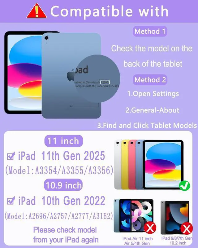 Alt view image 13 of 14 - Case with Keyboard Mouse for iPad A16 11th 10th Generation 11/10.9 inch,Rainbow Backlit Detachable Keypad Rotatable Magnetic Cover with Pencil Holder for iPad 11 2025 10 Gen 2022 Purple