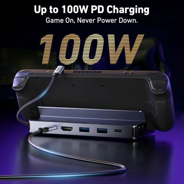 Alt view image 12 of 14 - Steam Deck Dock, Docking Station for Steam Deck (OLED)/ROG Ally/Legion Go, 6-in-1 USB C Hub with HDMI 4K@60Hz, 1Gbps Ethernet, 1xUSB C 2X USB 3.0 Port, PD 100W Charging