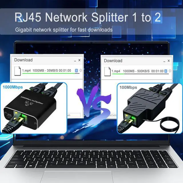 Alt view image 12 of 14 - 1000Mbps Network Splitter with LAN Cable Cat 6 - RJ45 Ethernet Splitter 1 to 2 High Speed Gigabit LAN Internet Splitter for Cat 5/5e/6/7/8, Supports Two Devices Working Simultaneously