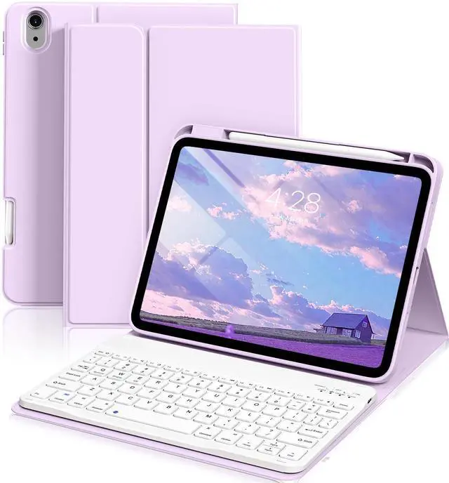 Alt view image 8 of 14 - for iPad A16 11th 10th Generation Case with Keyboard - Wireless Detachable Folio Keyboard Cover with Pencil Holder for iPad 11/10.9 inch 2025/2022 (Purple)
