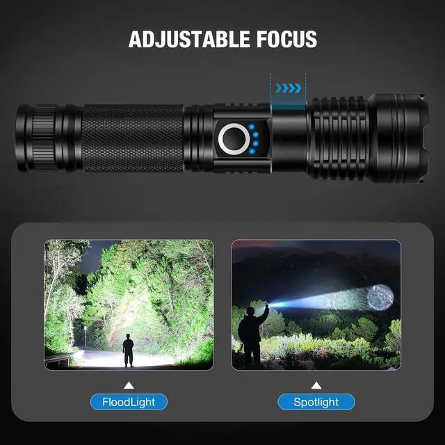 Alt view image 12 of 14 - Rechargeable Flashlights 90000 High Lumens - 2 Pack, Super Bright LED Flashlight Rechargeable with 5 Light Modes, High Powered & IPX7 Waterproof Flash Light for Camping, Home