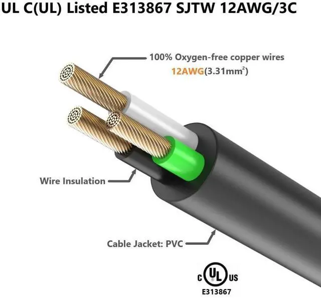 Alt view image 13 of 14 - 6FT 12AWG Heavy Duty Right-Angle 15Amp to 20Amp Extension Cord,90-Degree 15 Amp Household Plug to 20 Amp T Blade Extension Cable, Nema 5-15P to 5-15R 5-20R 6-15R 6-20R, Angled 15A to 20A AC Power Cord