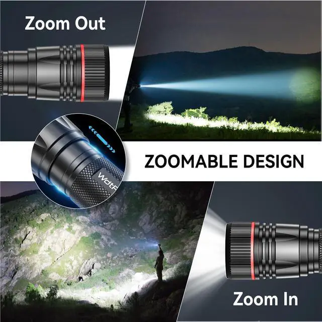 Alt view image 9 of 14 - Rechargeable Flashlights High Lumens, 2 Pack 10H Long Lasting Super Bright EDC Flashlight, LED Mini Tactical Flash Lights for Camping Emergency, Drop & Water Resistant (Battery Included)