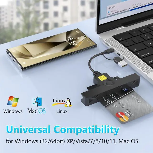 Alt view image 10 of 14 - CAC Reader Military USB C CAC Card Reader DOD Military USB Common Access CAC Fold Smart Card Reader ID CAC Card Reader Compatible with Mac Os, Windows 10/11,Mac OS 10.15 and Linux Black