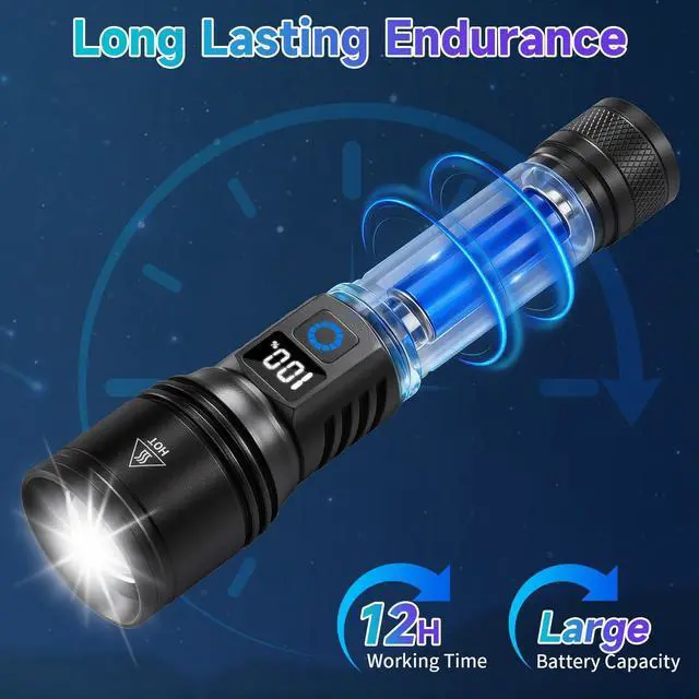 Alt view image 10 of 14 - Rechargeable Flashlights High Lumens 2Pack, 5Modes Super Bright Flashlight Rechargeable, LED Flashlight Powerful, Handheld Tactical Flash Lights for Home Emergencies Camping Essentials, Gifts for Men