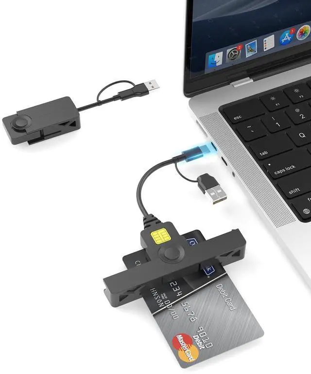 Alt view image 8 of 14 - CAC Reader Military USB C CAC Card Reader DOD Military USB Common Access CAC Fold Smart Card Reader ID CAC Card Reader Compatible with Mac Os, Windows 10/11,Mac OS 10.15 and Linux Black