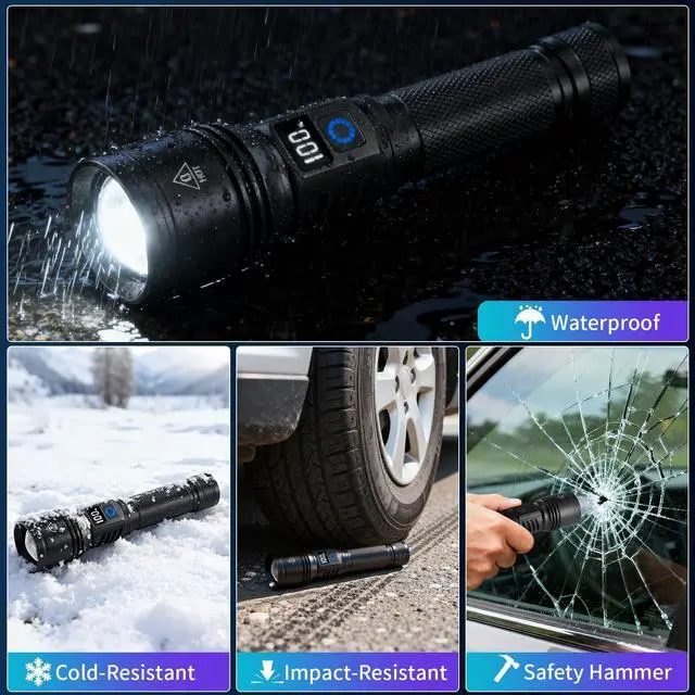 Alt view image 12 of 14 - Rechargeable Flashlights High Lumens 2Pack, 5Modes Super Bright Flashlight Rechargeable, LED Flashlight Powerful, Handheld Tactical Flash Lights for Home Emergencies Camping Essentials, Gifts for Men