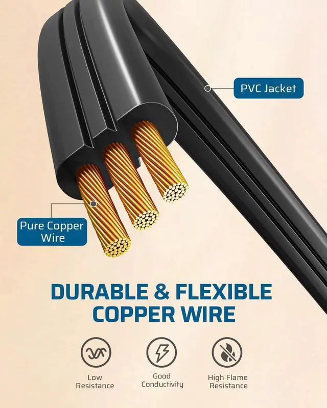 Alt view image 14 of 14 - 1FT 360° Rotating Flat Plug Extension Cord/Wire, 16AWG Multi 3 Outlet Extension Cord, 3 Prong Grounded Wire for Indoor Small Appliances, 2 Pack, ETL Certified, Black
