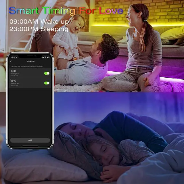 Alt view image 12 of 14 - Smart LED Light Strips,50 ft WiFi LED Light,Sound Activated Color Changing with Alexa and Google,Sync Music with Led Strip Lights for Bedroom for Living Room, Home Decor