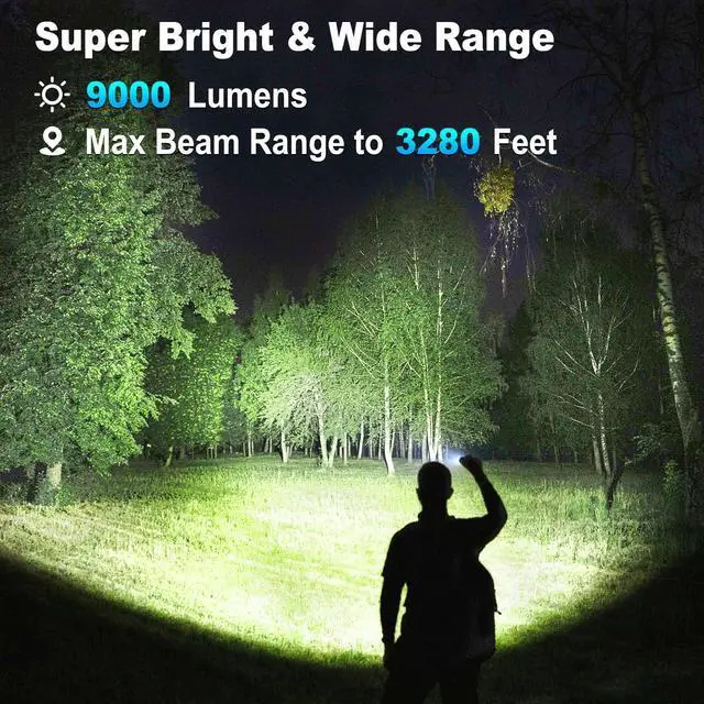 Alt view image 9 of 14 - 3 Pack Rechargeable Flashlights 90,000 High Lumen, Ultra Bright LED Flash Light for Home, High Powered Flashlights with 7 Light Modes, IPX7 Waterproof for Camping