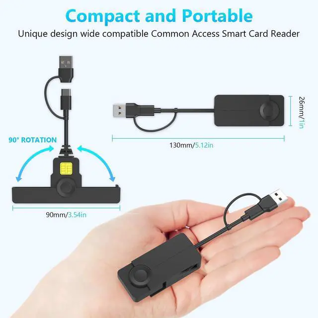 Alt view image 14 of 14 - CAC Reader Military USB C CAC Card Reader DOD Military USB Common Access CAC Fold Smart Card Reader ID CAC Card Reader Compatible with Mac Os, Windows 10/11,Mac OS 10.15 and Linux Black