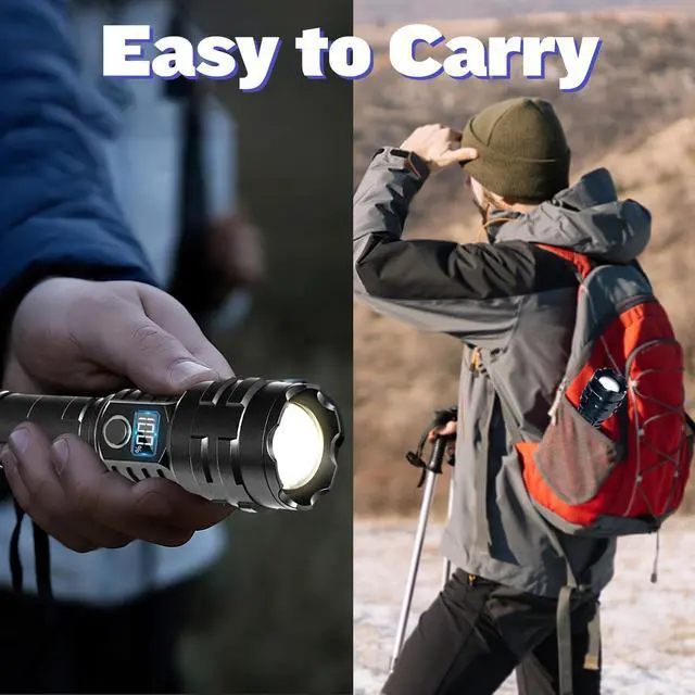 Alt view image 12 of 14 - Flashlights High Lumens Rechargeable, 1000000 High Lumens Super Bright Handheld LED Flash Light, Powerful Emergency Linternas, Waterproof, Long Lasting, for Hiking Camping Gift