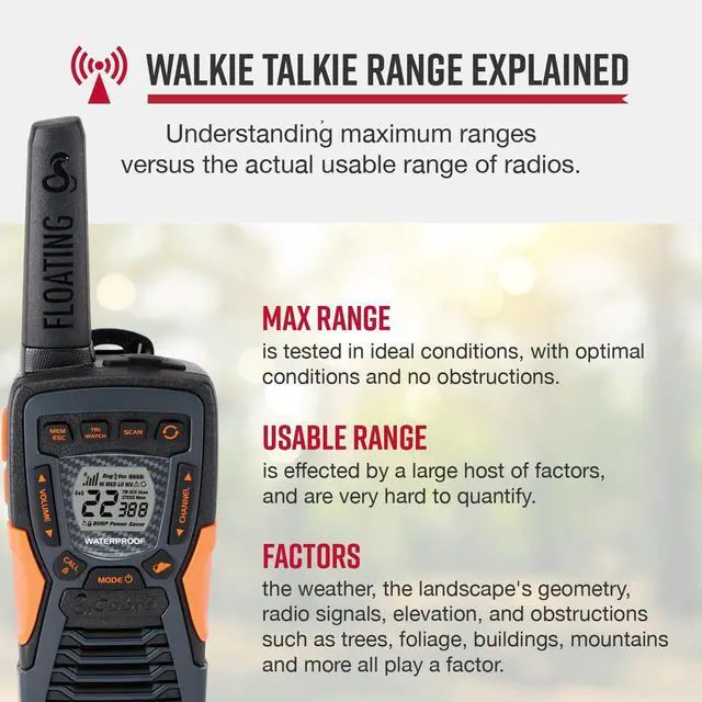 Alt view image 9 of 14 - ACXT1037R FLT Floating Walkie Talkie - Waterproof, Rechargeable, Long Range up to 37-Mile Two Way Radio with NOAA Weather Alert & VOX, (1 Pack)