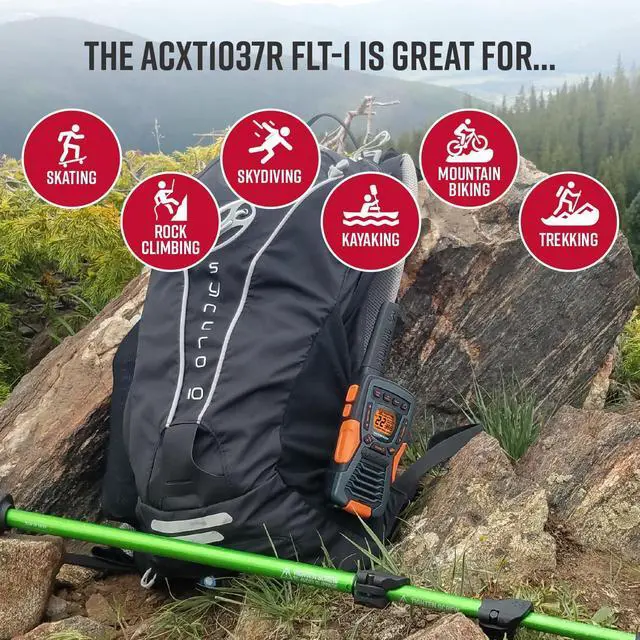 Alt view image 12 of 14 - ACXT1037R FLT Floating Walkie Talkie - Waterproof, Rechargeable, Long Range up to 37-Mile Two Way Radio with NOAA Weather Alert & VOX, (1 Pack)