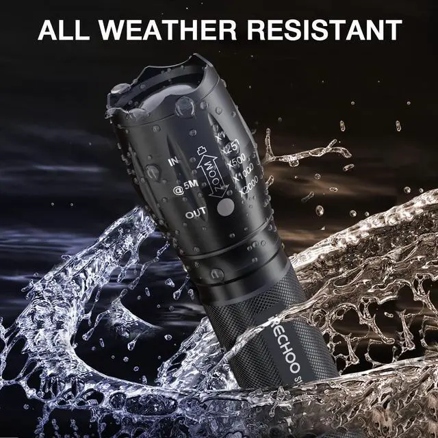 Alt view image 11 of 14 - Tactical Flashlight 4 Pack, Bright Zoomable LED Flashlight with High Lumens and 5 Modes, Waterproof Portable Pocket Flash Light for Emergency, Camping, and Outdoor Use - S1500