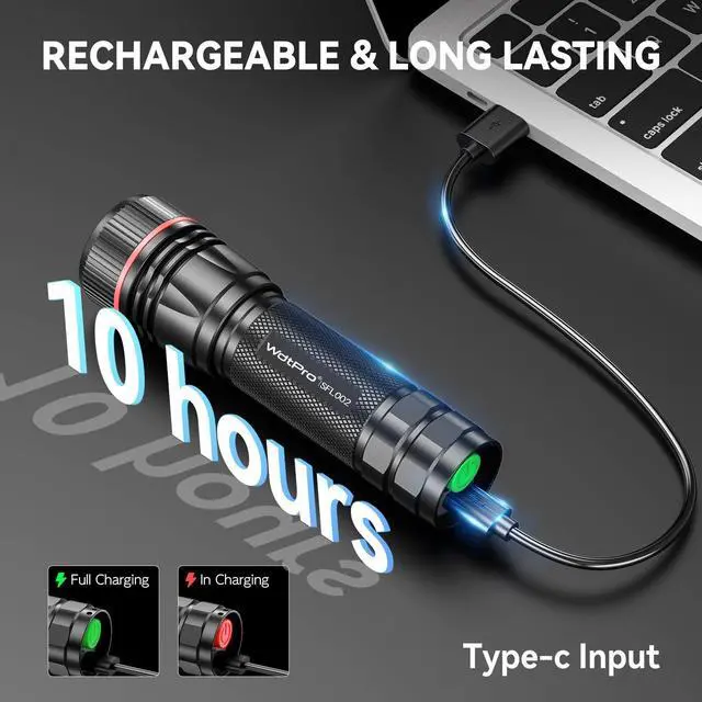 Alt view image 10 of 14 - Rechargeable Flashlights High Lumens, 2 Pack 10H Long Lasting Super Bright EDC Flashlight, LED Mini Tactical Flash Lights for Camping Emergency, Drop & Water Resistant (Battery Included)