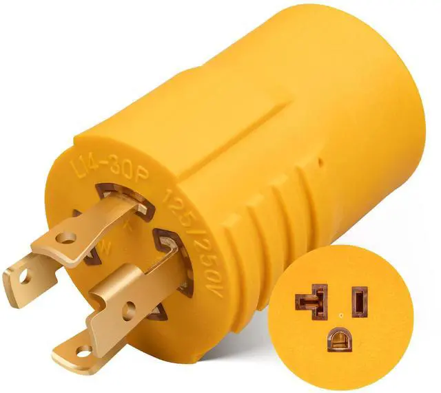 Alt view image 8 of 14 - NEMA L14-30P to 5-15R 5-20R Generator Adapter, 4 Prong Twist Lock Generator L14-30P to 110V 5-15/20R T-Blade, 30 Amp to 15 Amp 20 Amp Household Plug Generator Distribution Adapter 125/250V 7500W