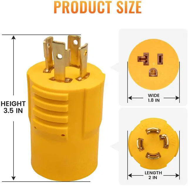 Alt view image 14 of 14 - NEMA L14-30P to 5-15R 5-20R Generator Adapter, 4 Prong Twist Lock Generator L14-30P to 110V 5-15/20R T-Blade, 30 Amp to 15 Amp 20 Amp Household Plug Generator Distribution Adapter 125/250V 7500W