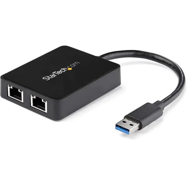 Alt view image 8 of 14 - USB 3.0 to Dual Port Gigabit Ethernet Adapter NIC with USB Port (USB32000SPT)