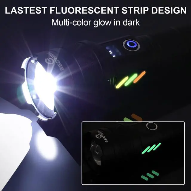 Alt view image 9 of 14 - Rechargeable Flashlights 10000 High Lumens, Long Range 5000ft, Super Bright LED Flashlight USB C, High Powerd Multi-functional Heavy Duty Strong Flash Light High Beam, For Emergency Home Camping